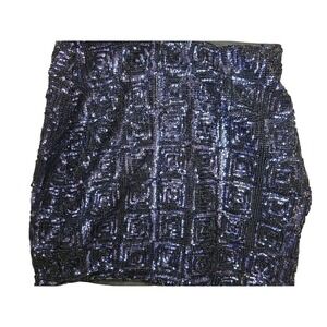 HM Purple Black Sequin Geometric Square Mini Skirt Size 2 Party Concert NightOut